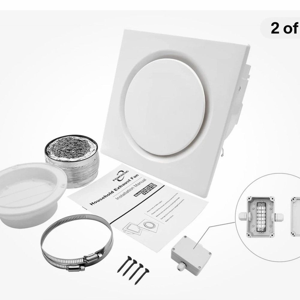 NEW POWERENG White Bathroom Fan Ultra-Quiet Bathroom Ventilation, Exhaust Fan‎